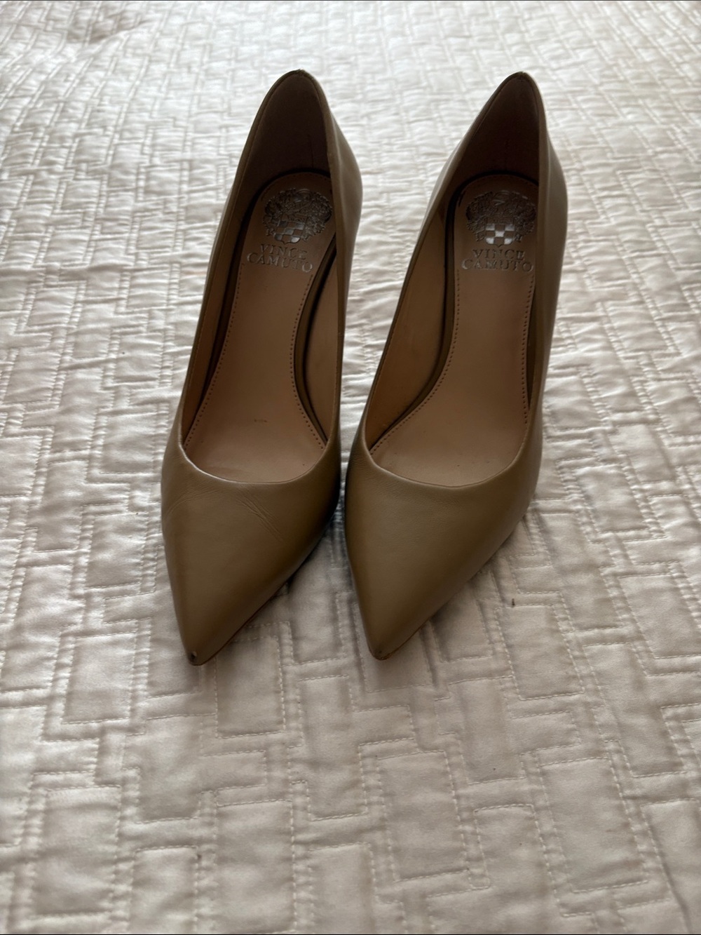Vince Camuto Pointed Toe Pumps in Taupe